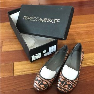 Size 7.5 Rebecca Minkoff Uma Flats - slate / coral